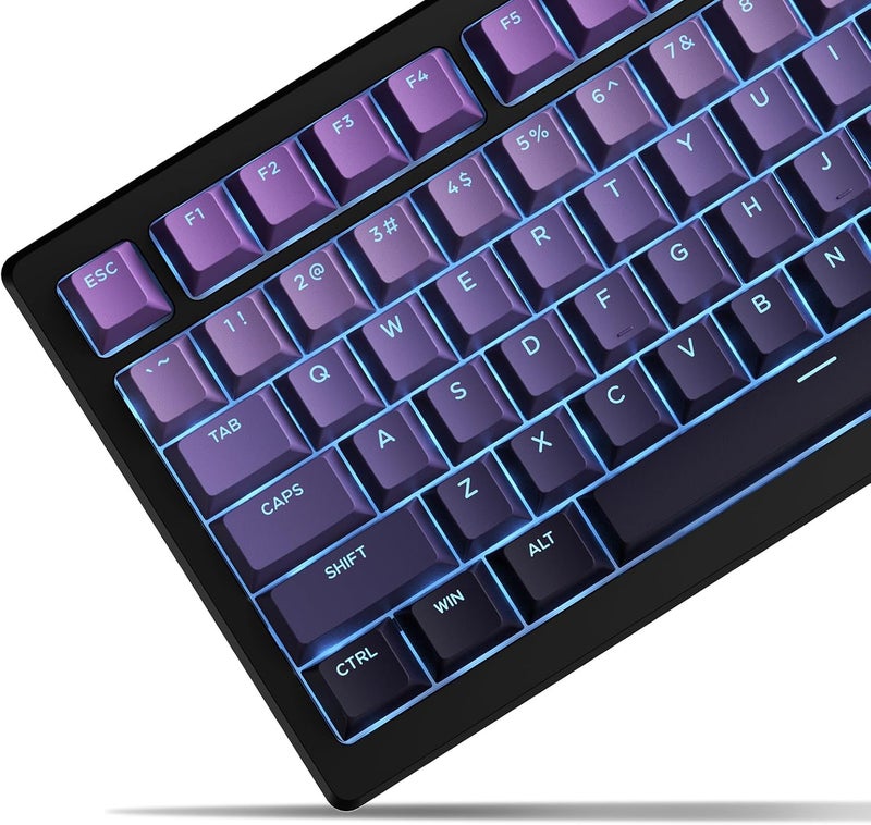 SDYZ x XVX Shine Through PBT Keycaps, Custom Keycaps 60 75 100 Percent Cherry Profile, Doubleshot Key caps Set for 61/64/68/84/87/100/104/108 Gaming Mechanical Keyboard, Gradient Purple - Image 1